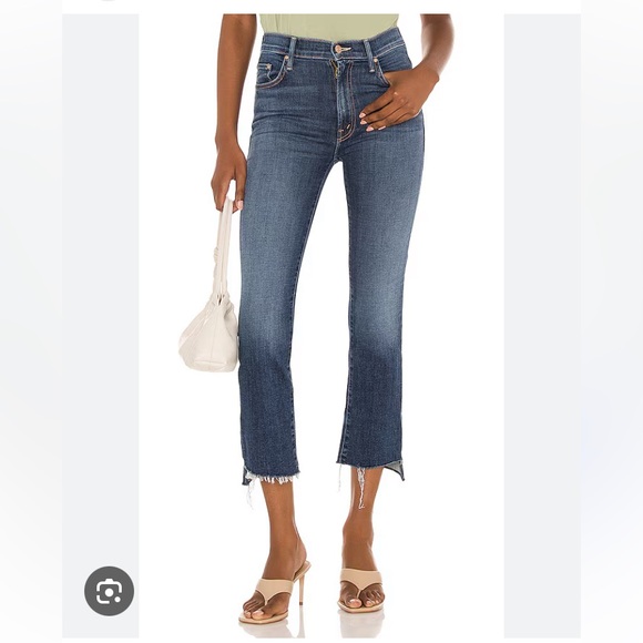 MOTHER INSIDER CROP STEP FRAY IN GIRL CRUSH HIGH WAISTED RAW HEM STRETCH DENIM - Picture 8 of 14